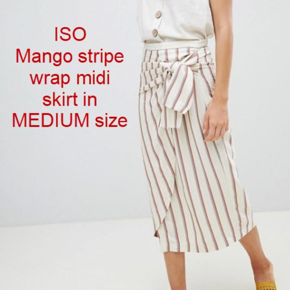 IN SEARCH OF Mango Striped Wrap Midi skirt SZ M